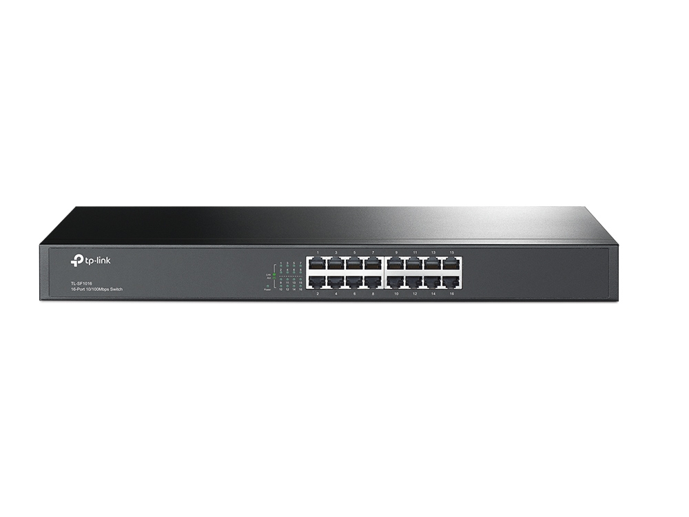 TP-LINK - Switch - TL-SF1016 - Unmanaged - Rackmountable - 10/100 Mbps (RJ-45) ports quantity 16 - Power supply type External