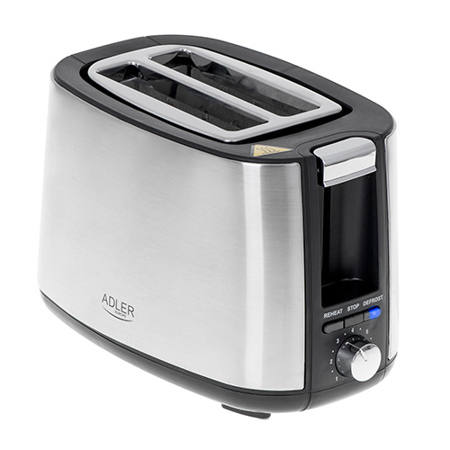 Adler - Toaster - AD 3214 - Power 750 W - Number of slots 2 - Housing material Stainless steel - Silver