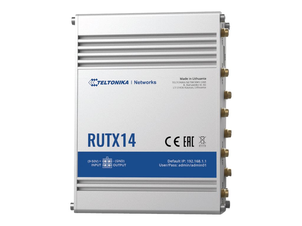 Teltonika - LTE Cat 12 Router - RUTX14 - 802.11ac - 867 Mbit/s - 10/100/1000 Mbps Mbit/s - MU-MiMO Yes - 4G - Antenna type Internal