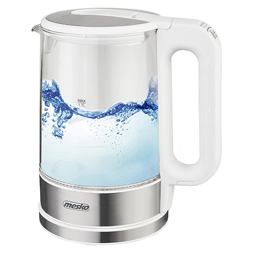 Mesko - Kettle - MS 1301w - Electric - 1850 W - 1.7 L - Glass - 360° rotational base - White