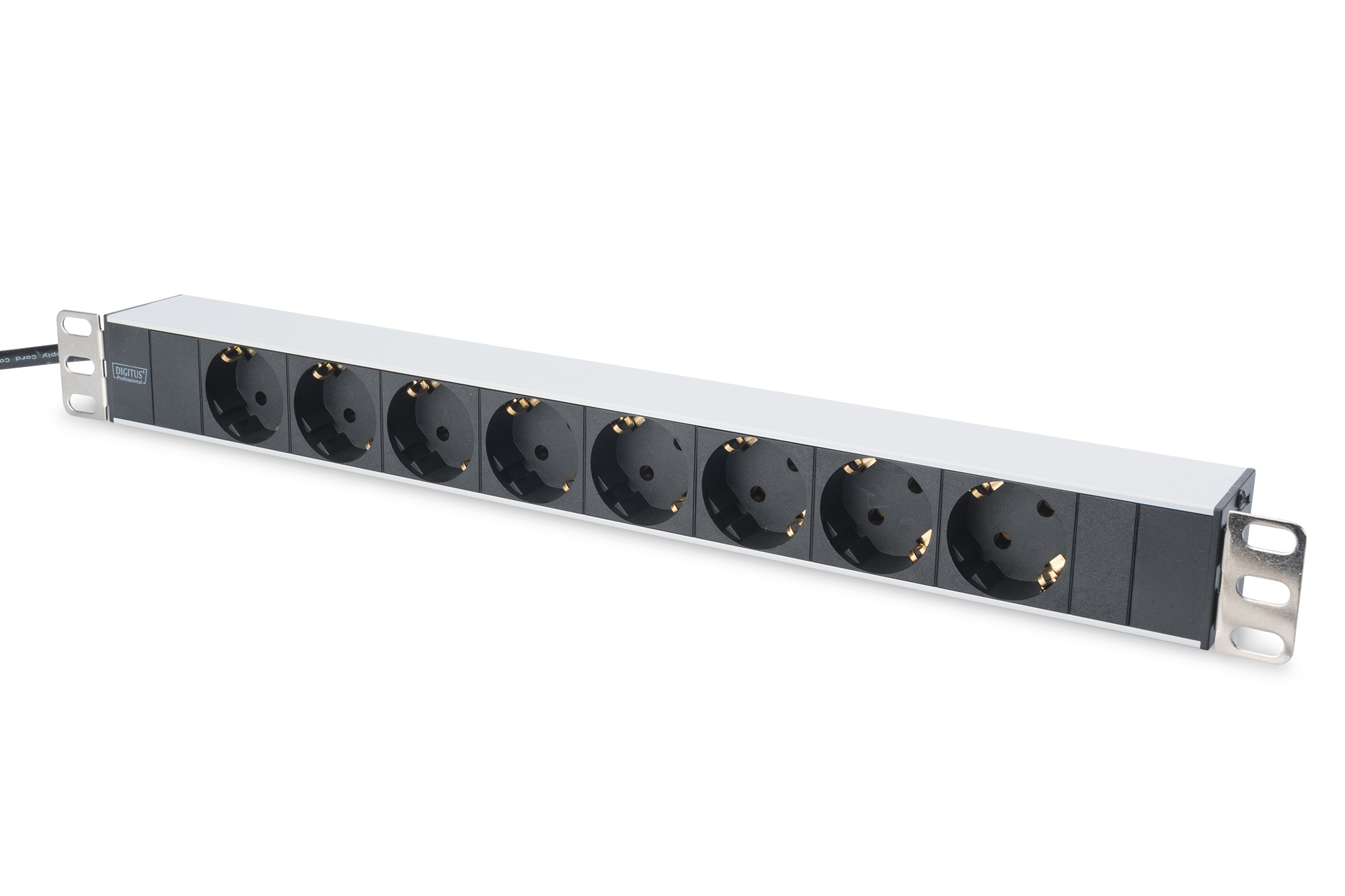 Digitus - Aluminum outlet strip with 8 safety outlets - DN-95401 - Sockets quantity 8