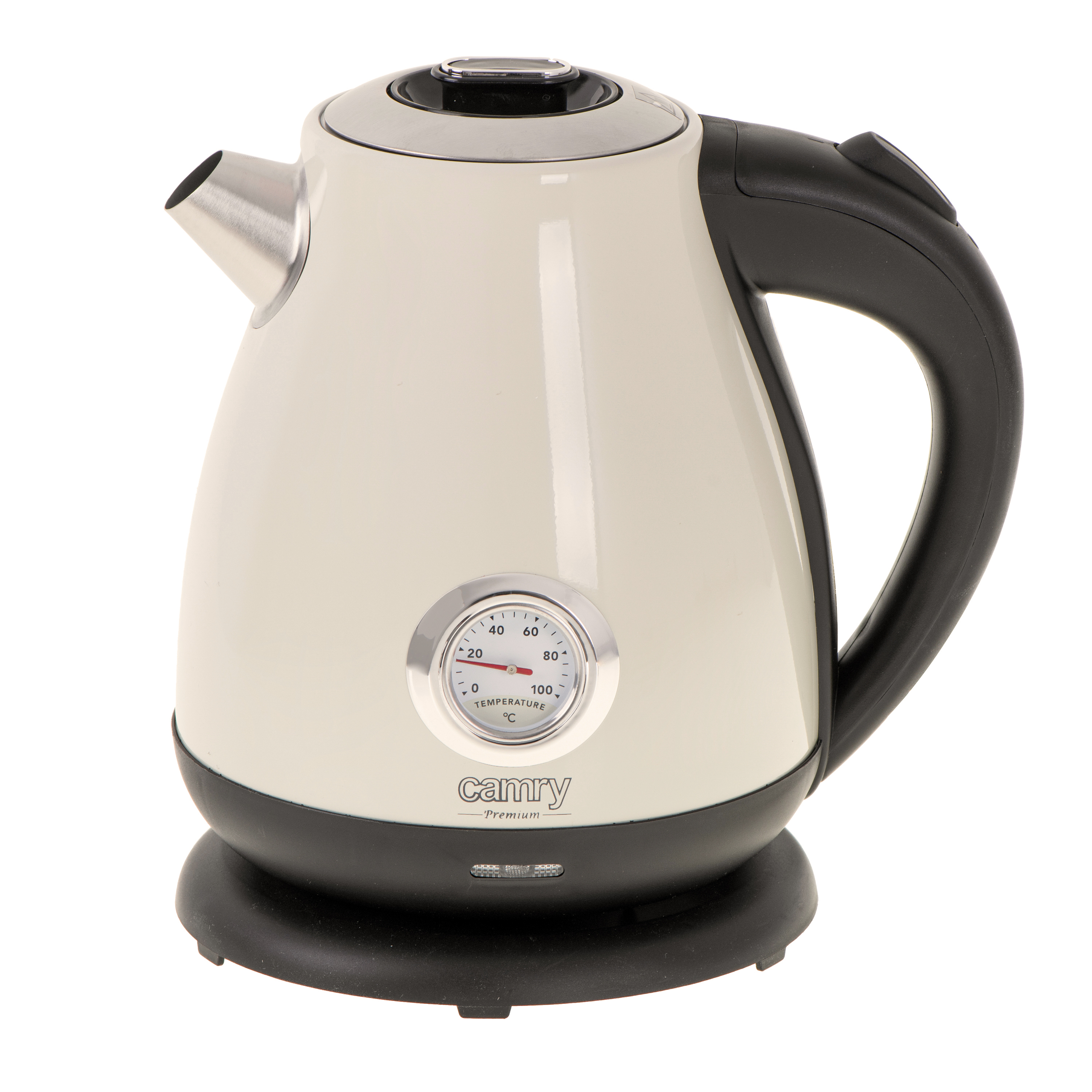 Camry - Kettle with a thermometer - CR 1344 - Electric - 2200 W - 1.7 L - Stainless steel - 360° rotational base - Cream