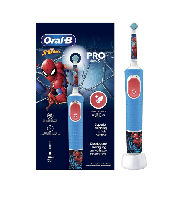Oral-B - Electric Toothbrush - Vitality PRO Kids Spiderman - Rechargeable - For kids - Number of brush heads included 1 - Number of teeth brushing modes 2