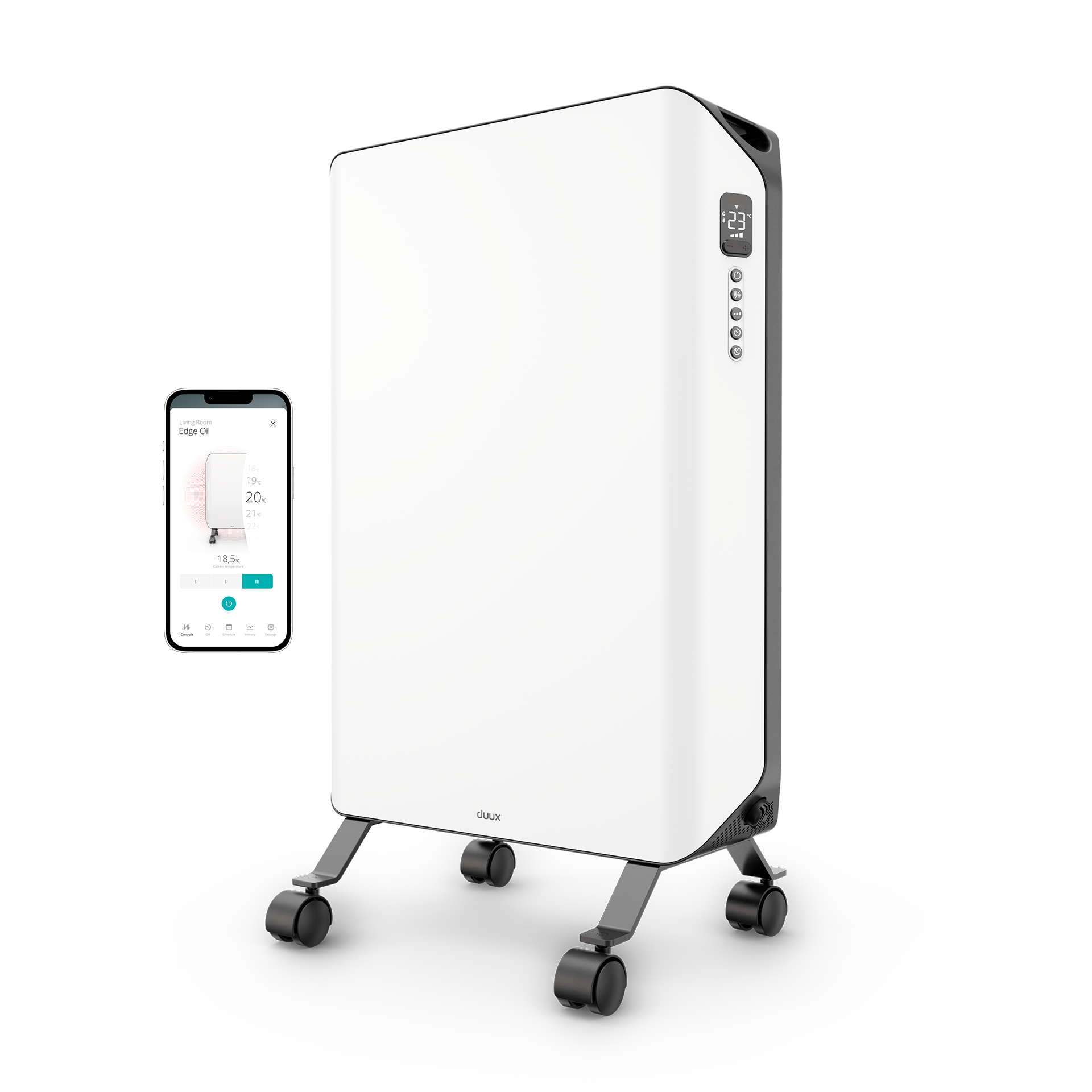 Duux Edge Oil Heater - Oil Heater - 2000 W - Suitable for rooms up to 20 m² - White