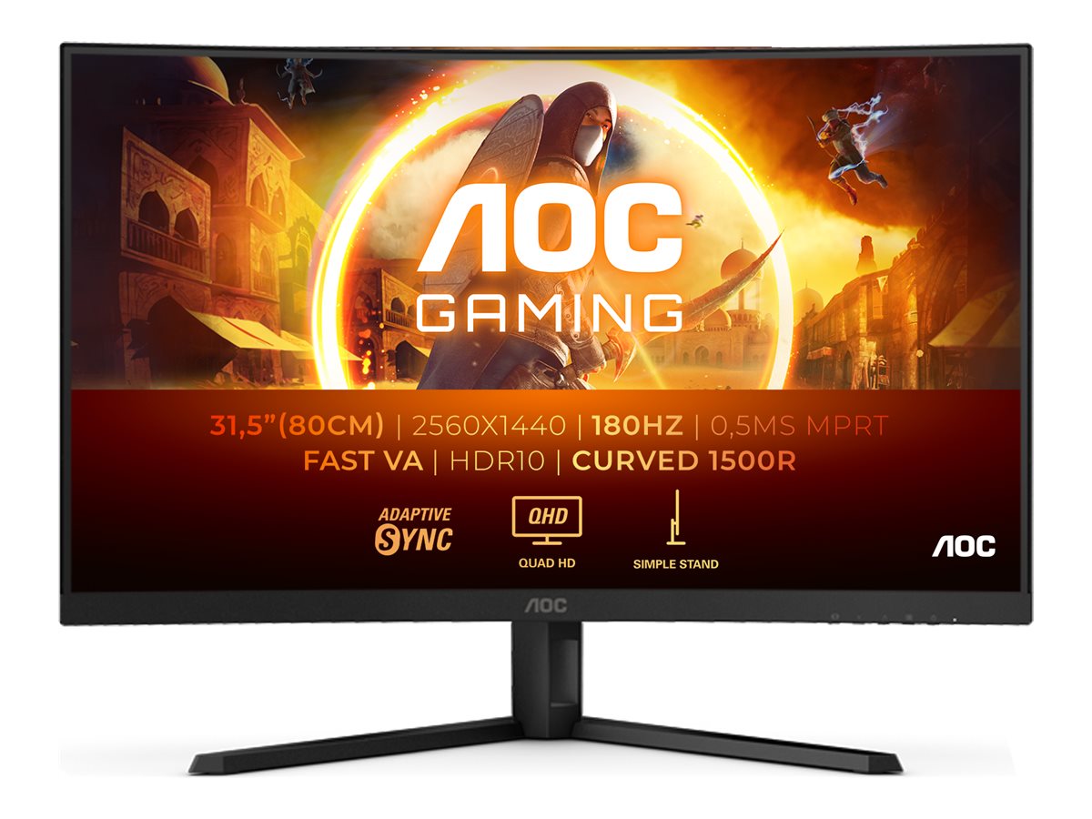 AOC - CQ32G4VE - 31.5 " - VA - QHD - 16:9 - 180 Hz - 1 ms - 2560 x 1440 pixels - 300 cd/m² - HDMI ports quantity 2
