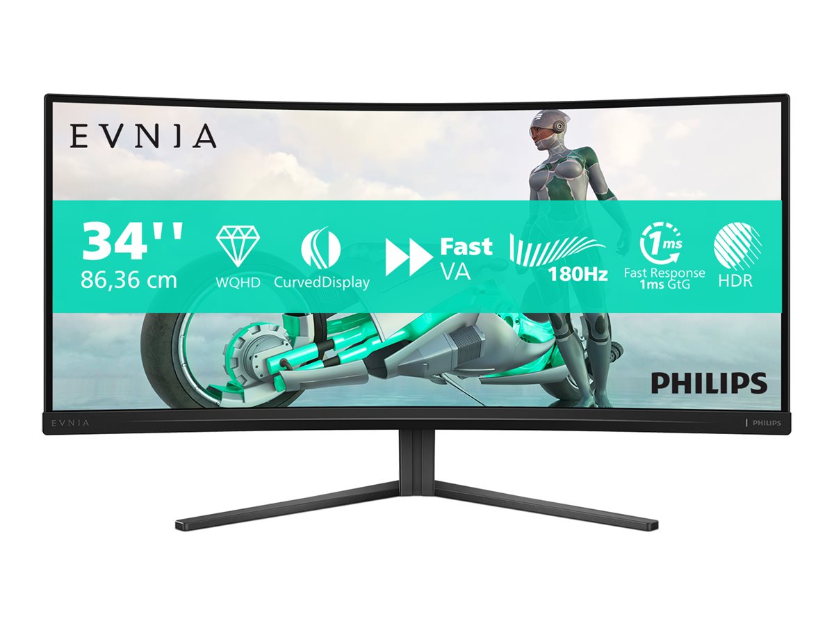 Philips - 34M2C3500L/00 - 34 " - VA - 21:9 - 180 Hz - 1 ms - 3440 x 1440 pixels - 300 cd/m² - HDMI ports quantity 2 - Warranty 24 month(s)