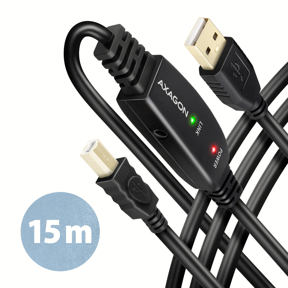 AXAGON - USB repeater cable, 15m - ADR-215B - USB Type A - USB Type B