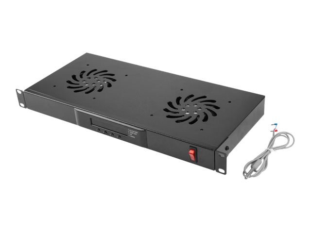 Lanberg 19" fan unit/ventilation panel with LCD 2 fans + thermostat 230V - AK-1502-B - Black