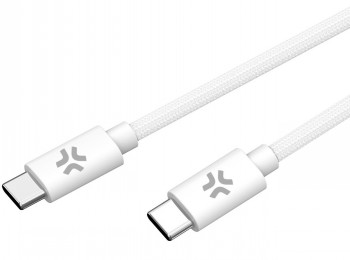 CELLY USBCUSBCCOTT - USB-C TO USB-C COTTON BRAIDED CABLE WHITE (POWER DELIVERY)