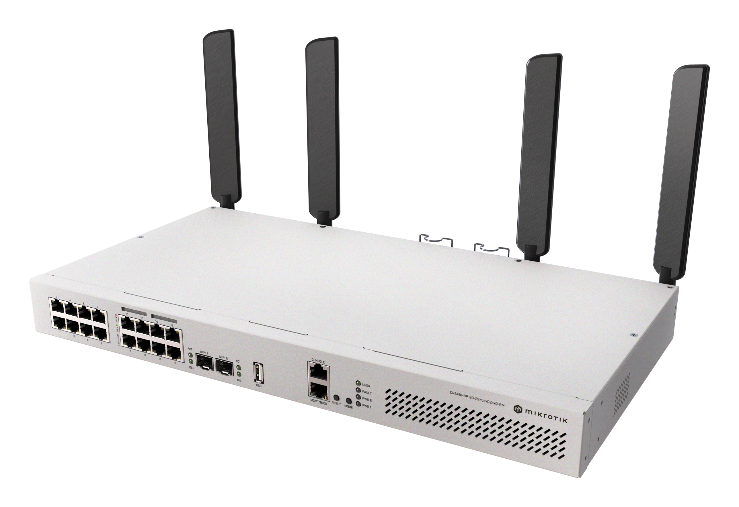 MikroTik - Cloud Router Switch with RouterOS L5 Rackmount Case - CRS418-8P-8G-2S+5axQ2axQ-RM