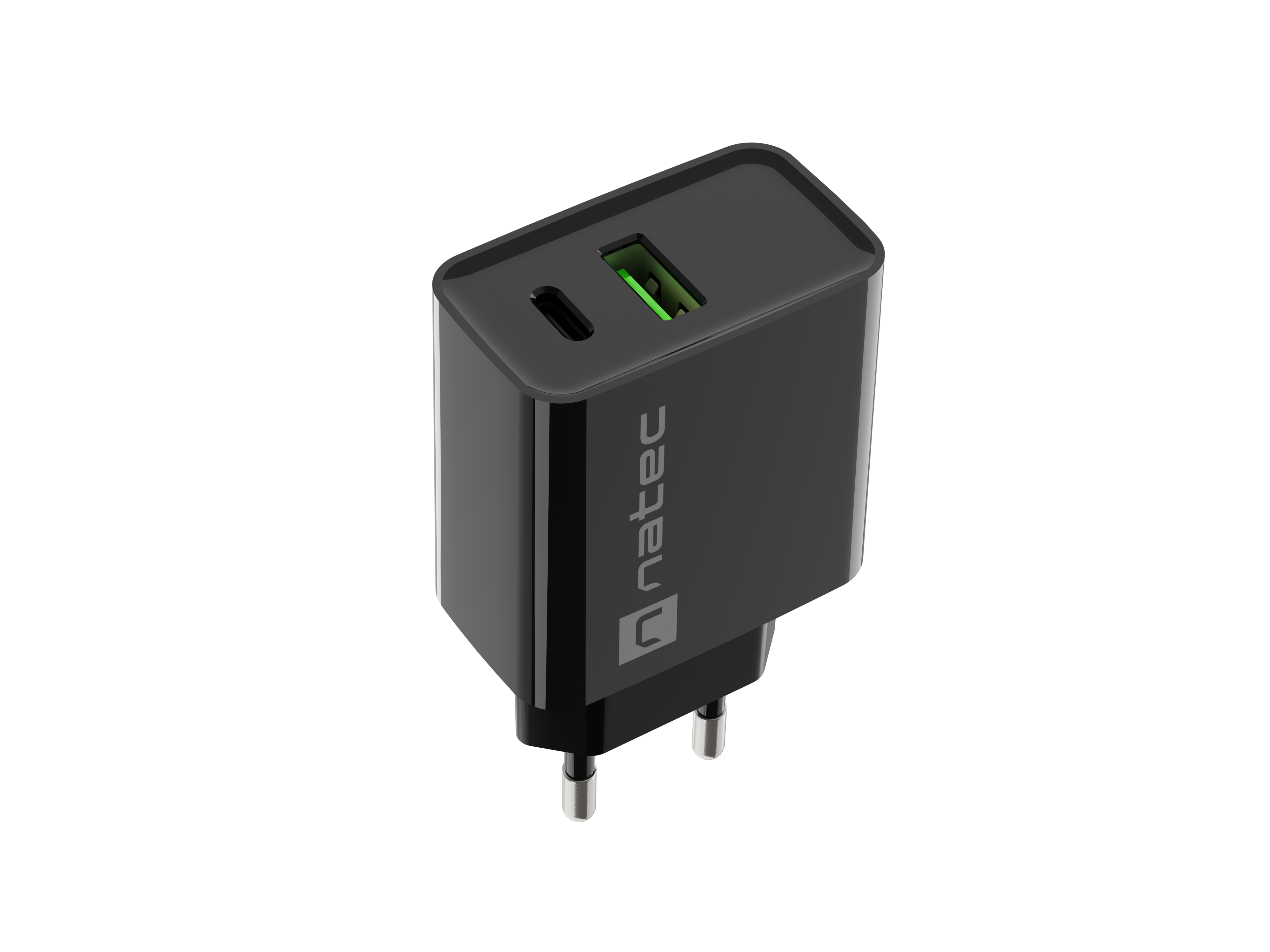 Natec Ribera USB Charger, 1xUSB-A, 1x USB-C, 20 W - NUC-2062