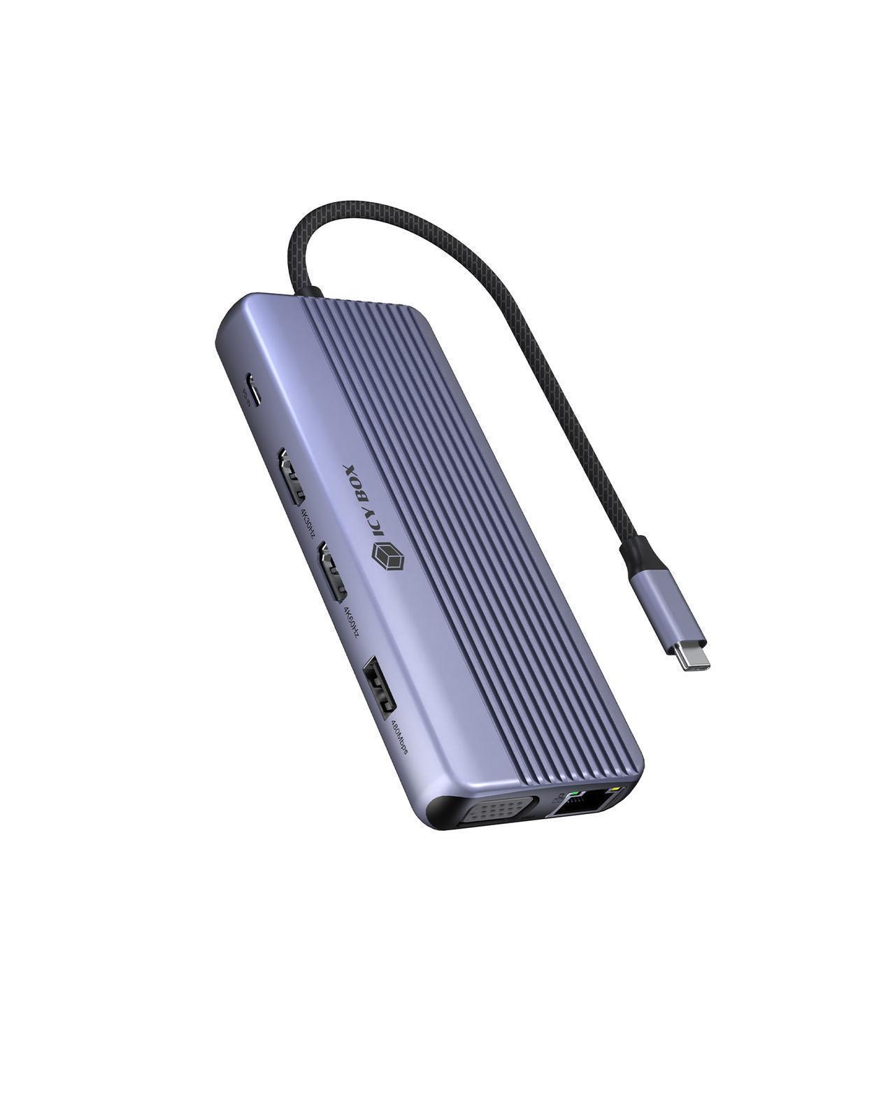 Raidsonic Icy Box Travel Dock 12-in-1, 3x video output (2x HDMI + 1x VGA) - IB-DK4062-CPD