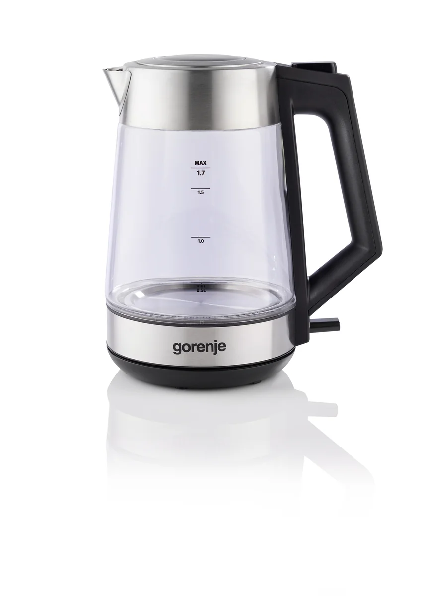 Gorenje - K17OGS - Kettle - Electric - 1.7 L - 2200 W - 360° rotational base - Stainless steel/Glass - Stainless steel