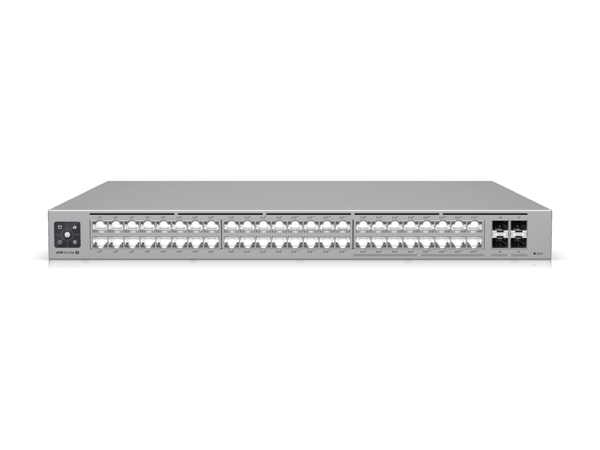 Ubiquiti - USW-Pro-Max-48-PoE - Etherlighting switch with 2.5 GbE and PoE++ output - Rack-mountable - Managed L3 - Power supply type AC 100-240 V (50/60 Hz)