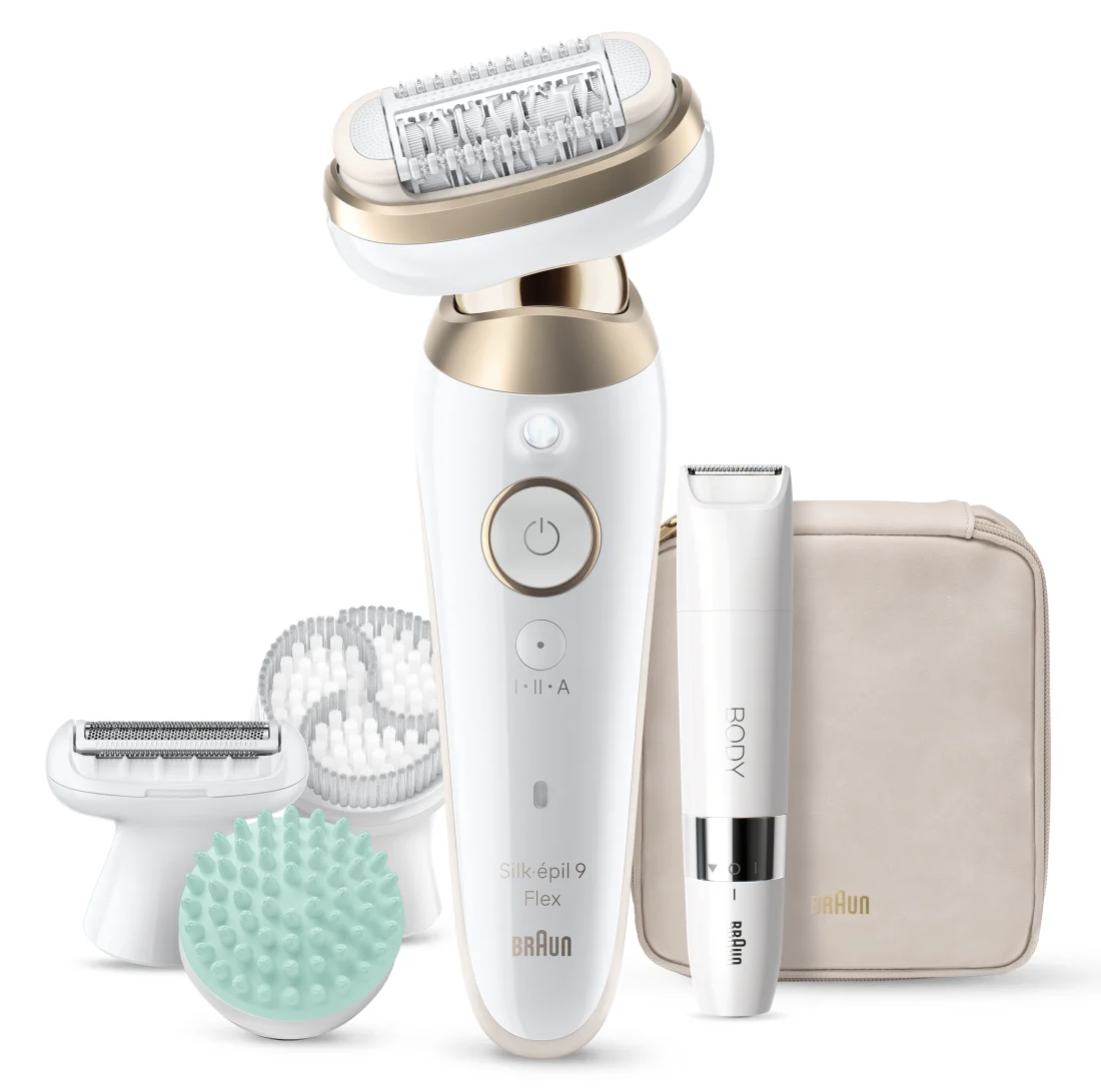Braun Epilator - Silk-épil 9 Flex SkinSpa SES9-481 3D - Operating time (max) 50 min - Number of power levels 2 - Wet & Dry - White/Gold