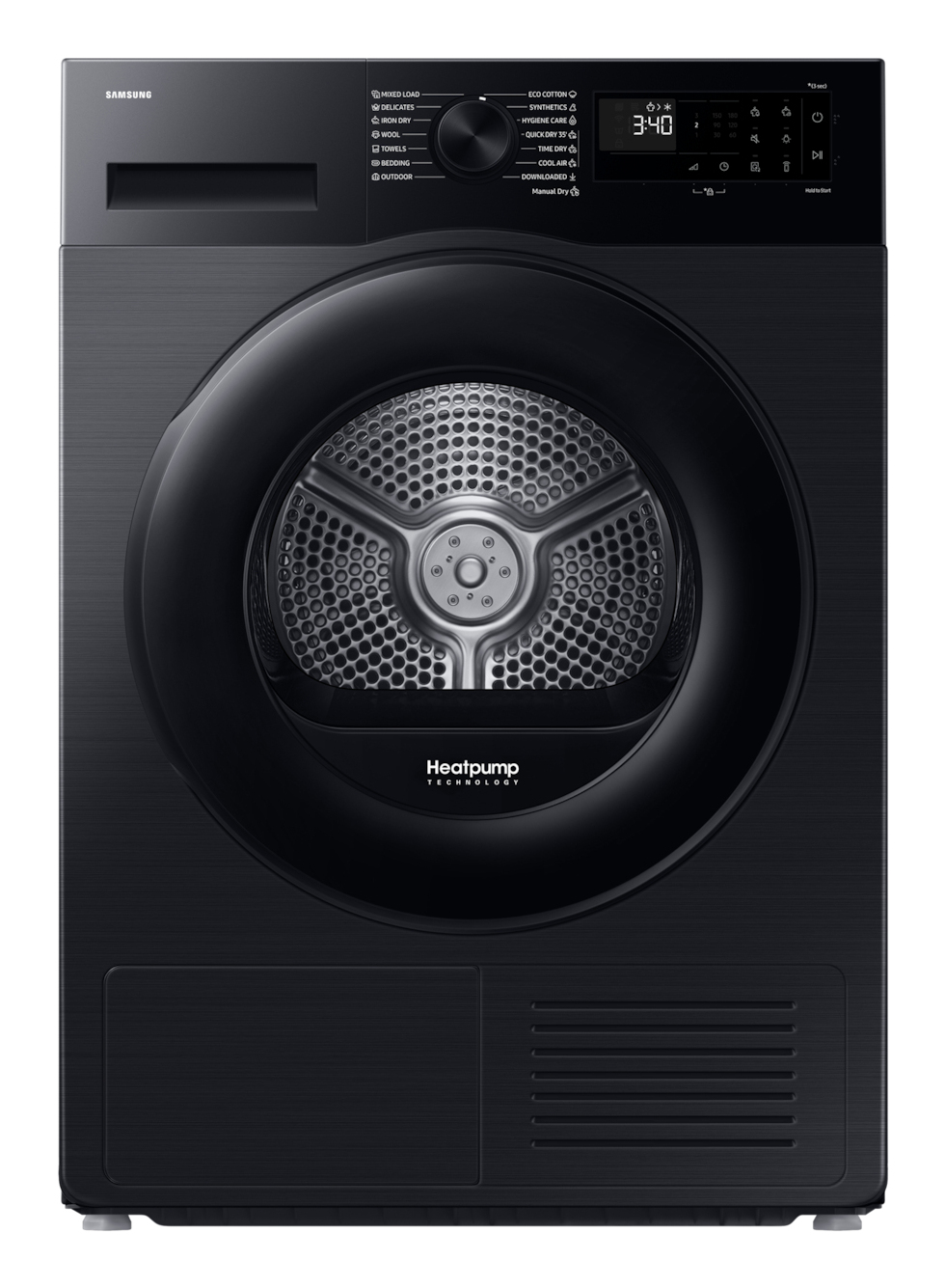 Samsung Dryer DV90DG52A0ABLE, black, SpaceMax, Higiene care, 9kg, A+++, heat pump, Black