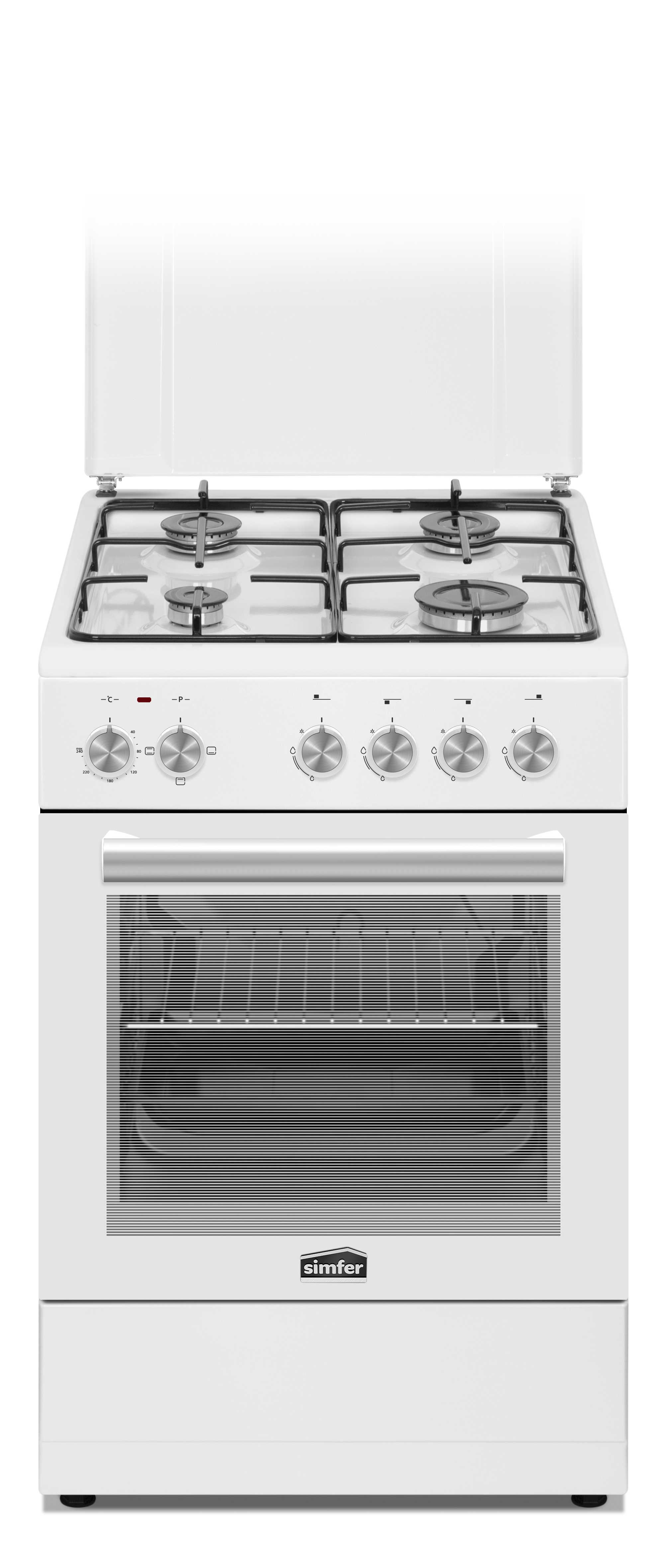 Simfer - Cooker - 4403SERBB - Hob type Gas - Oven type Electric - White - Width 50 cm - Depth 55 cm - Electronic ignition - Energy efficiency class A - 48 L