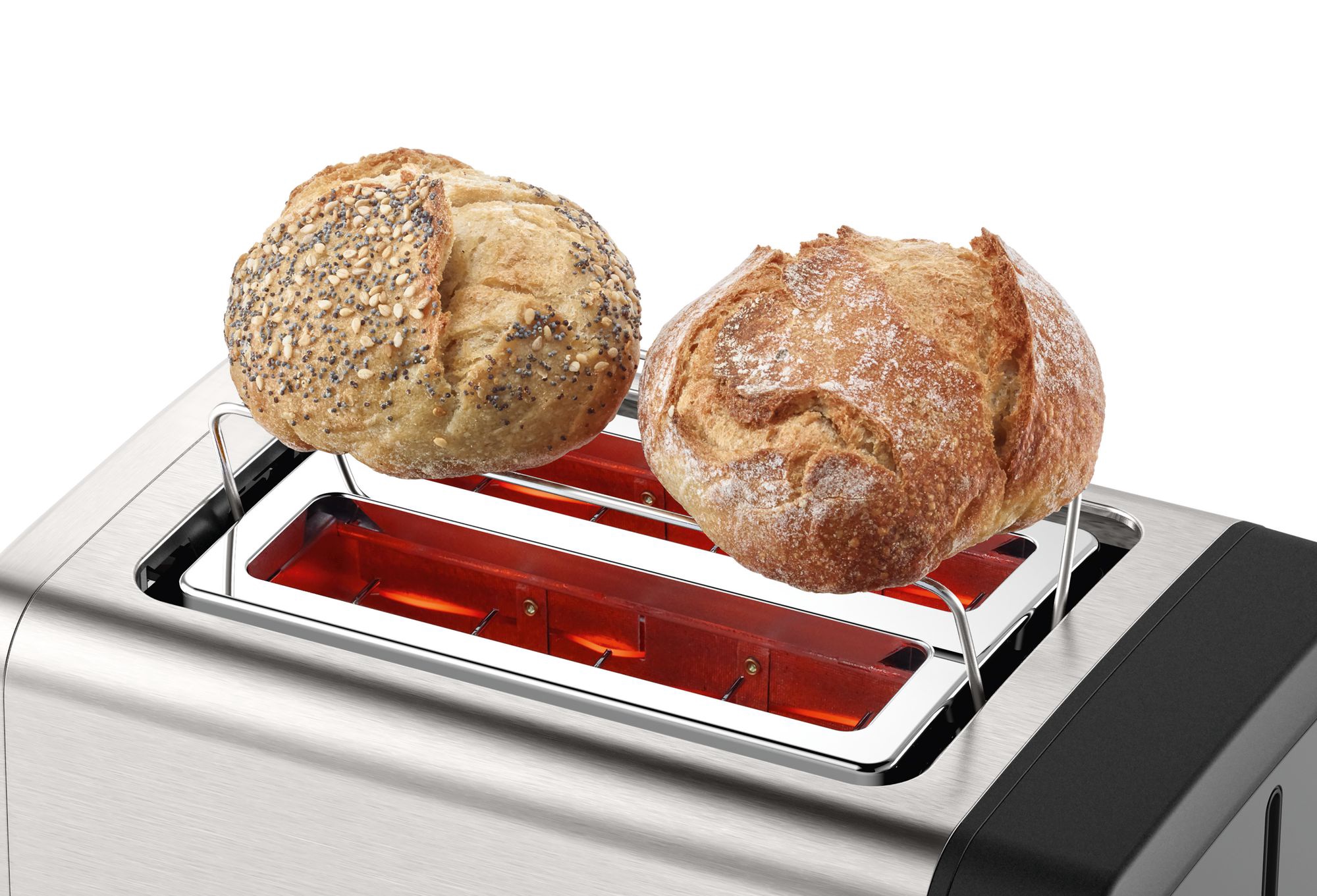 Bosch - DesignLine Toaster - TAT4P420 - Power 970 W - Number of slots 2 - Housing material Stainless Steel - Stainless steel/Black