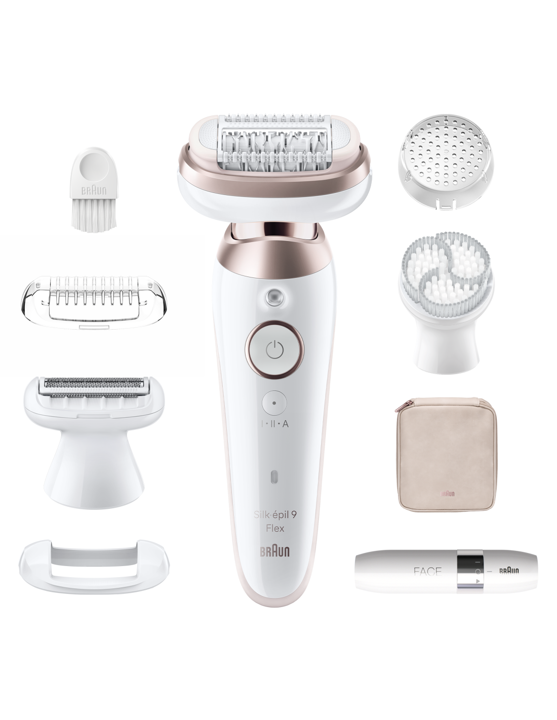 Braun Epilator - SES9-360 Silk épil 9 Flex 3D - Operating time (max) 50 min - Number of power levels 1 - Wet & Dry - White/Rose