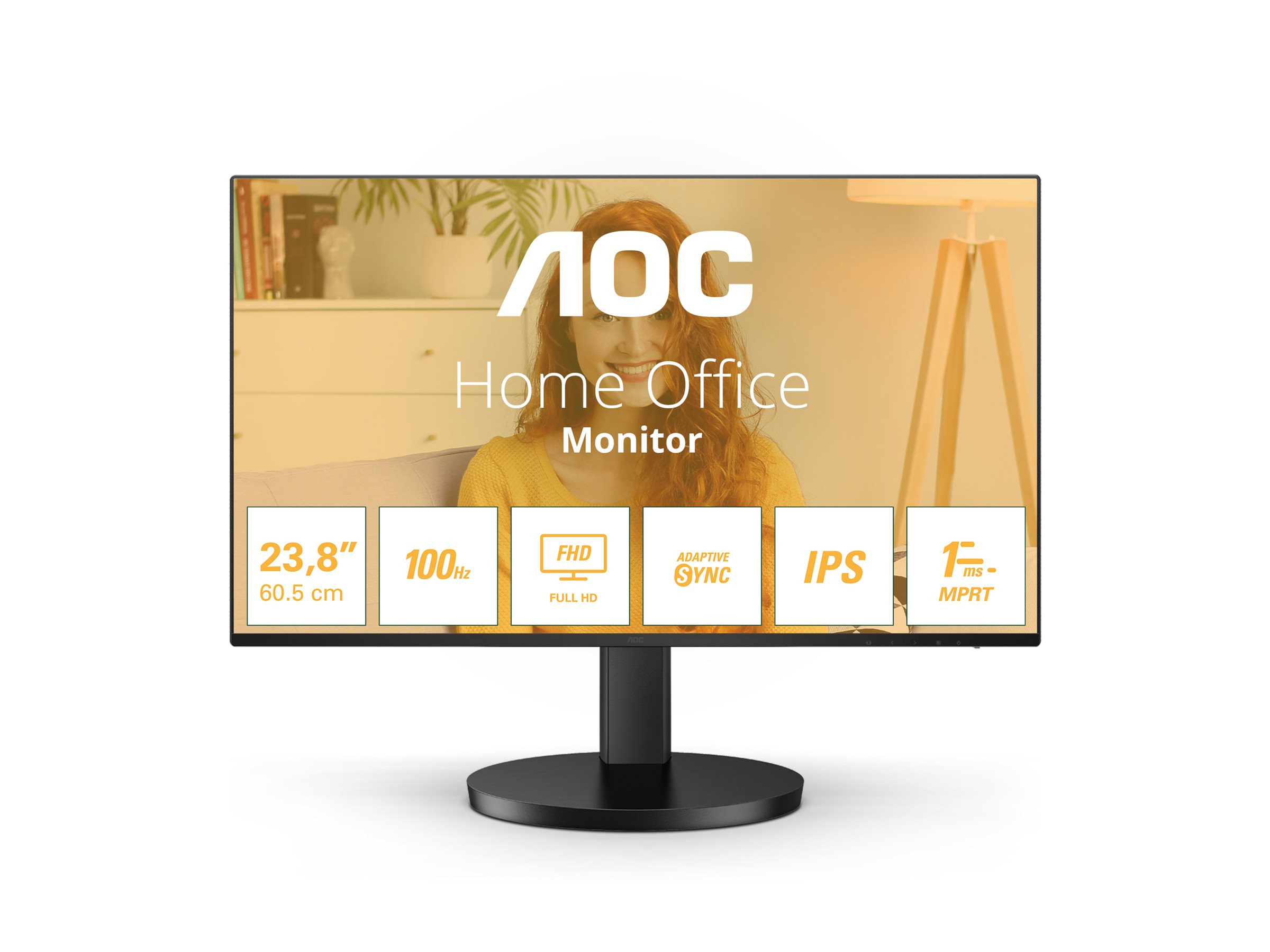 AOC 24B3HA2 - 23.8 " - IPS - 16:9 - 100 Hz - 1 ms - 1920 x 1080 pixels - 250 cd/m² - HDMI ports quantity 1 - Black - Warranty 36 month(s)