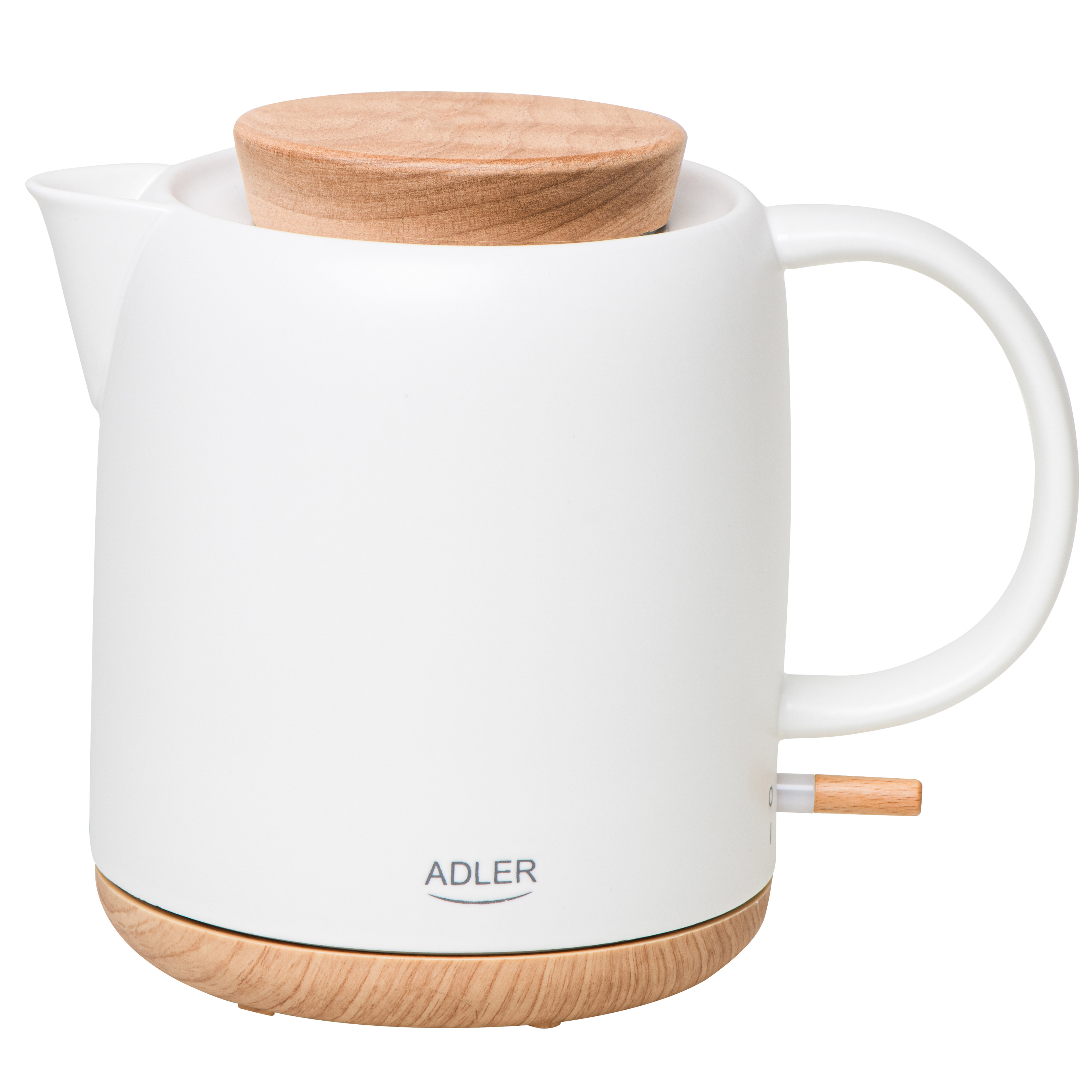 Adler Electric Kettle - AD 1304 - Electric - 1200 W - 1 L - Ceramic - 360° rotational base - White