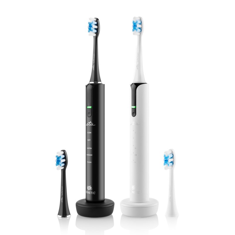 ETA Set of Electric Toothbrushes - ETA270990000 Sonetic - Rechargeable - For adults - Number of brush heads included 4 - Number of teeth brushing modes 5 - Black/White