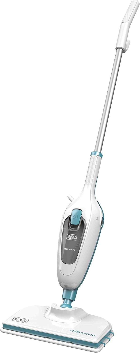 BLACK & DECKER Steam mop - FSM13E1-QS - Power 1300 W - Water tank capacity 0.38 L - White