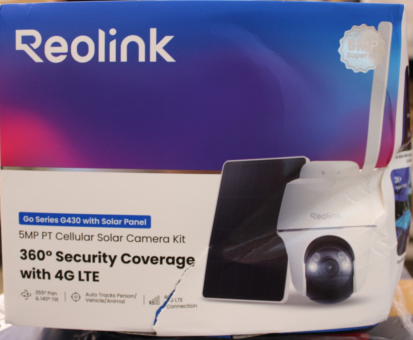 SALE OUT. Reolink Go Series G430 Battery 4G Camera with Solar Panel - Reolink - 4G Security Camera with Smart Detection and Solar Panel, 3W - Go Series G430 - 24 month(s) - PT - 4 MP - Fixed lens - IP64 - H.265 - Micro SD, Max. 128 GB - DAMAGED PACKAGING