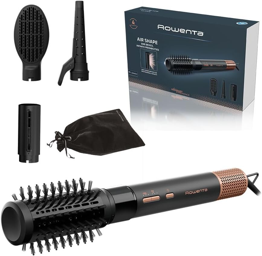 Rowenta Hair brush - Air Shape UB9820E0 - Ion conditioning - Number of heating levels 3 - 1300 W - Black