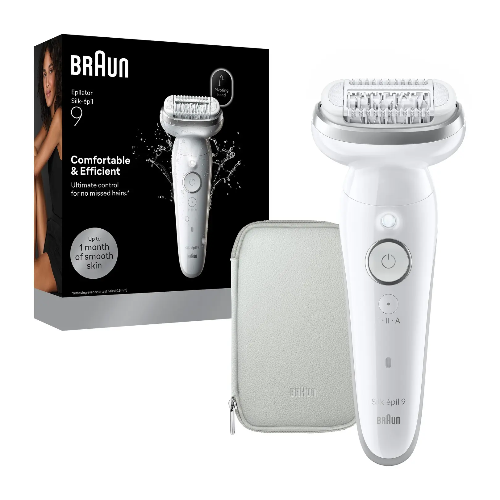 Braun Epilator - Silk-épil 9 SES9-000 - Operating time (max) 50 min - Number of power levels 2 - Wet & Dry - White/Silver