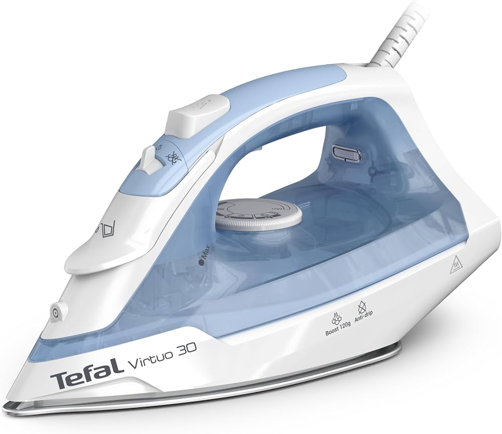 TEFAL Virtuo 30 FV2C41G0 - Steam Iron - 2000 W - Water tank capacity 240 ml - Continuous steam 25 g/min - Steam boost performance 120 g/min - Calm Blue