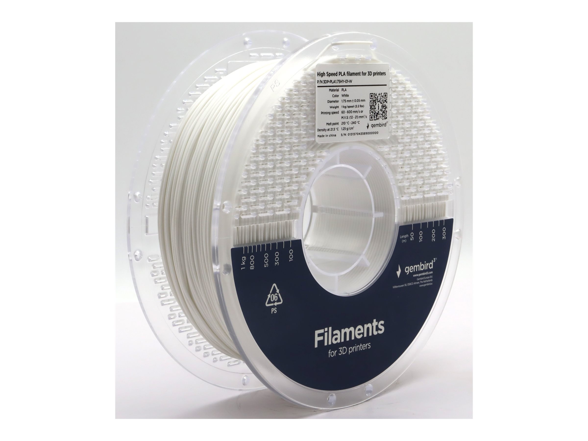 Flashforge High Speed PLA filament, 1.75 mm, 1 kg - 3DP-PLA1.75HY-01-W - PLA filament - White