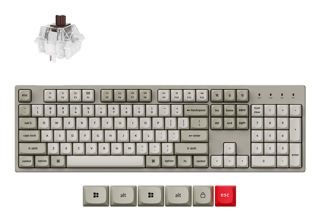 Keychron C2 Pro 8K - US Layout - Hot-Swappable Gateron Brown - Retro Keyboard