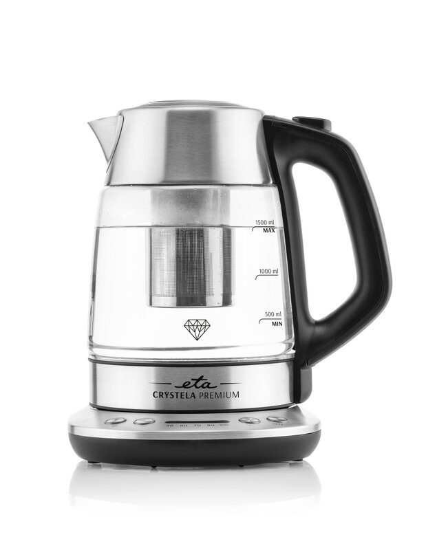 ETA - Kettle - Crystela Premium ETA915390000 - Electric - 2200 W - 1.5 L - Glass - 360° rotational base - Stainless steel/Glass