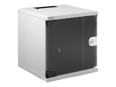 Digitus - 6U Wall Mounting Cabinet - DN-10-05U-1 - Safety class rating IP20; 200° door opening angle; Lockable safety-glass door; 254 mm (10") profile rails mounted on the front side inside of the cabinet, galvanized; 254 mm (10") profile rails are adjust