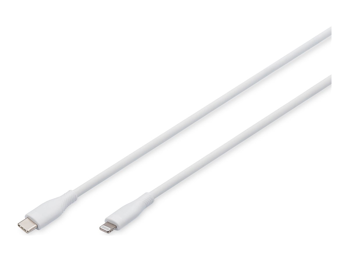 Digitus - Lightning silicone connection cable, USB-C - Lightning, 1m - AK-600110-010-W