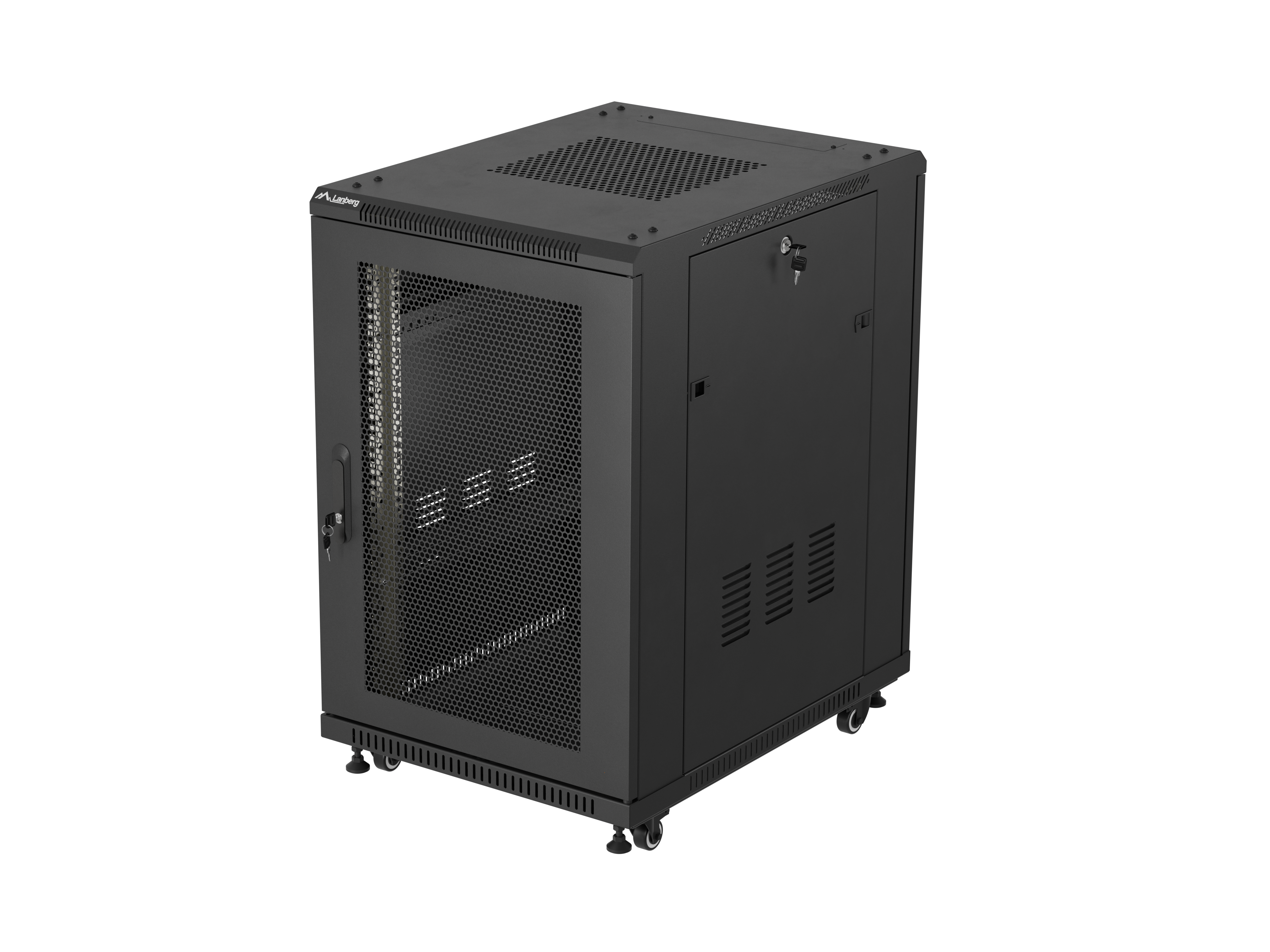 Lanberg Rack cabinet 19" free-standing 18U/600x800 (flat pack) with mesh door - FF01-6818-23B - IP20 - Black, RAL 9004