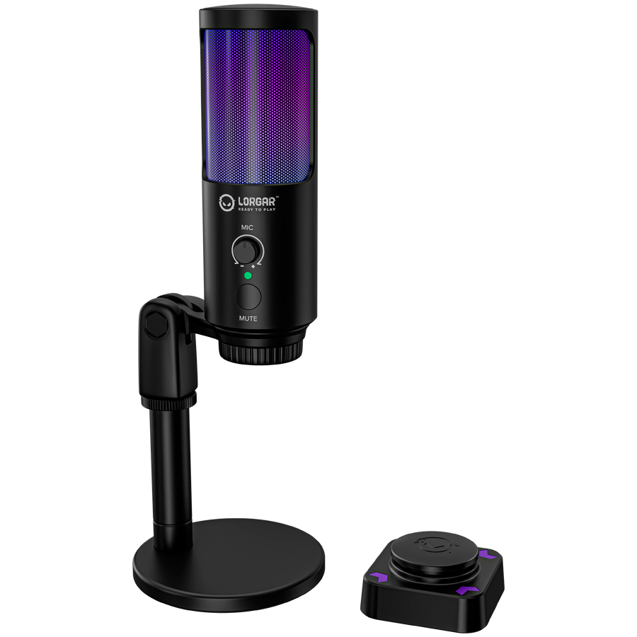 LORGAR Gaming Microphone SMP40 Pro Mute Button RGB Black