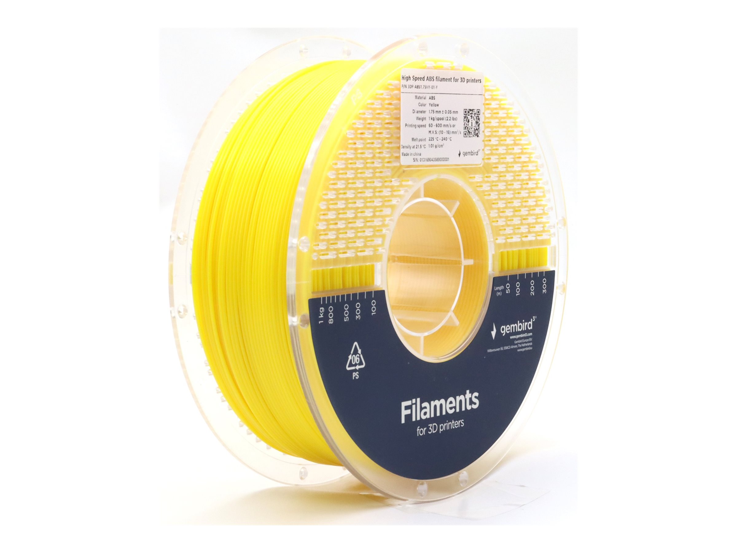 Flashforge High Speed ABS filament, 1.75 mm, 1 kg - 3DP-ABS1.75HY-01-Y - ABS filament - Yellow