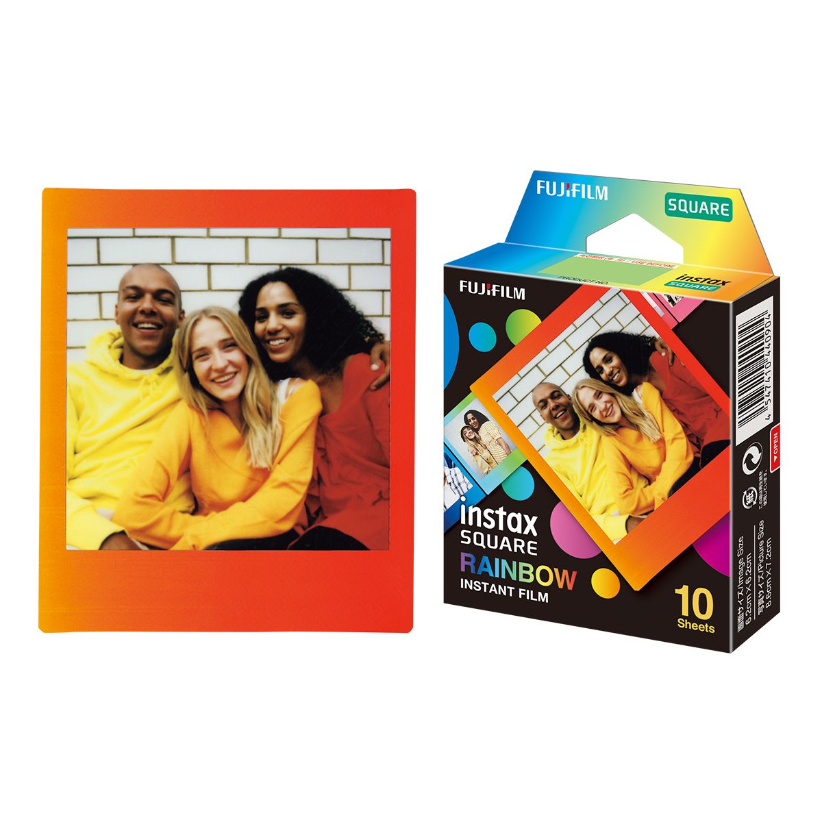 Fujifilm - Instax Square Rainbow (10) Instant Film - 72 x 86 mm - 2.4 x 2.4" Image Area; 3.4 x 2.8" Print Size - Quantity 10