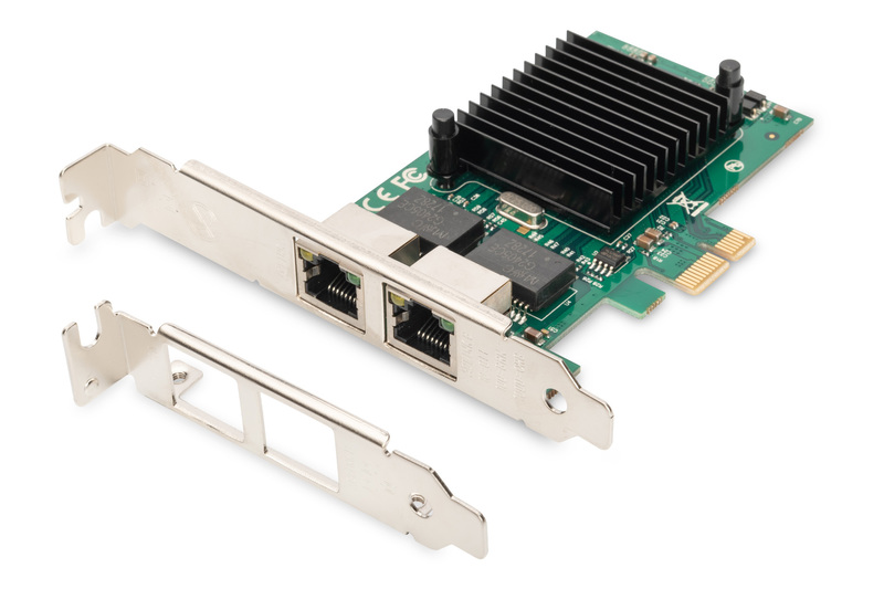 Digitus - Gigabit Ethernet PCI Express Card, 2-port 32-bit, low profile bracket, Intel chipset - DN-10132