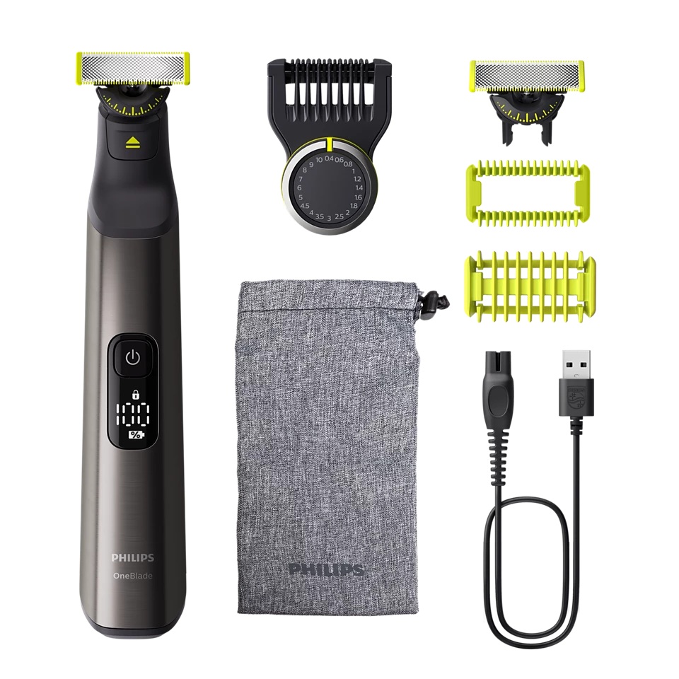 Philips - Hair Trimmer for Face and Body - QP6552/15 OneBlade Pro 360 - Cordless - Wet & Dry - Number of length steps 20 - Chrome