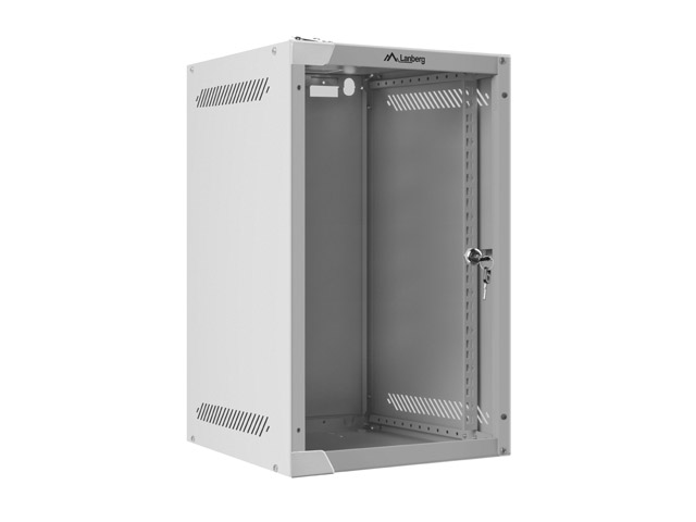 Lanberg Rack cabinet 10" wall-mount 9U/280x310 (flat pack) with glass door - WF10-2309-10S - Gray