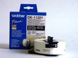 Brother - DK-11201 Standard Address Labels - Black, White - DK - 29mm x 90mm