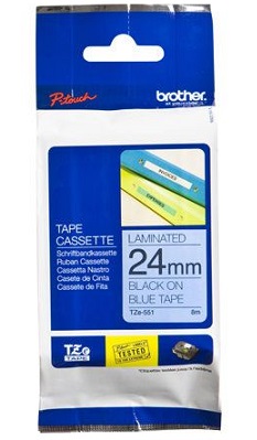 BROTHER TZE551 tape black/blues 24mm 8m
