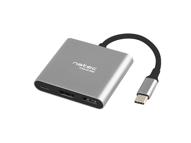 Natec Multi-Port Adapter, Fowler, USB-C, HDMI, USB 3.0 - Natec - USB-C Multiport Adapter - NMP-1607 - Grey - USB Type-C - 0.11 m