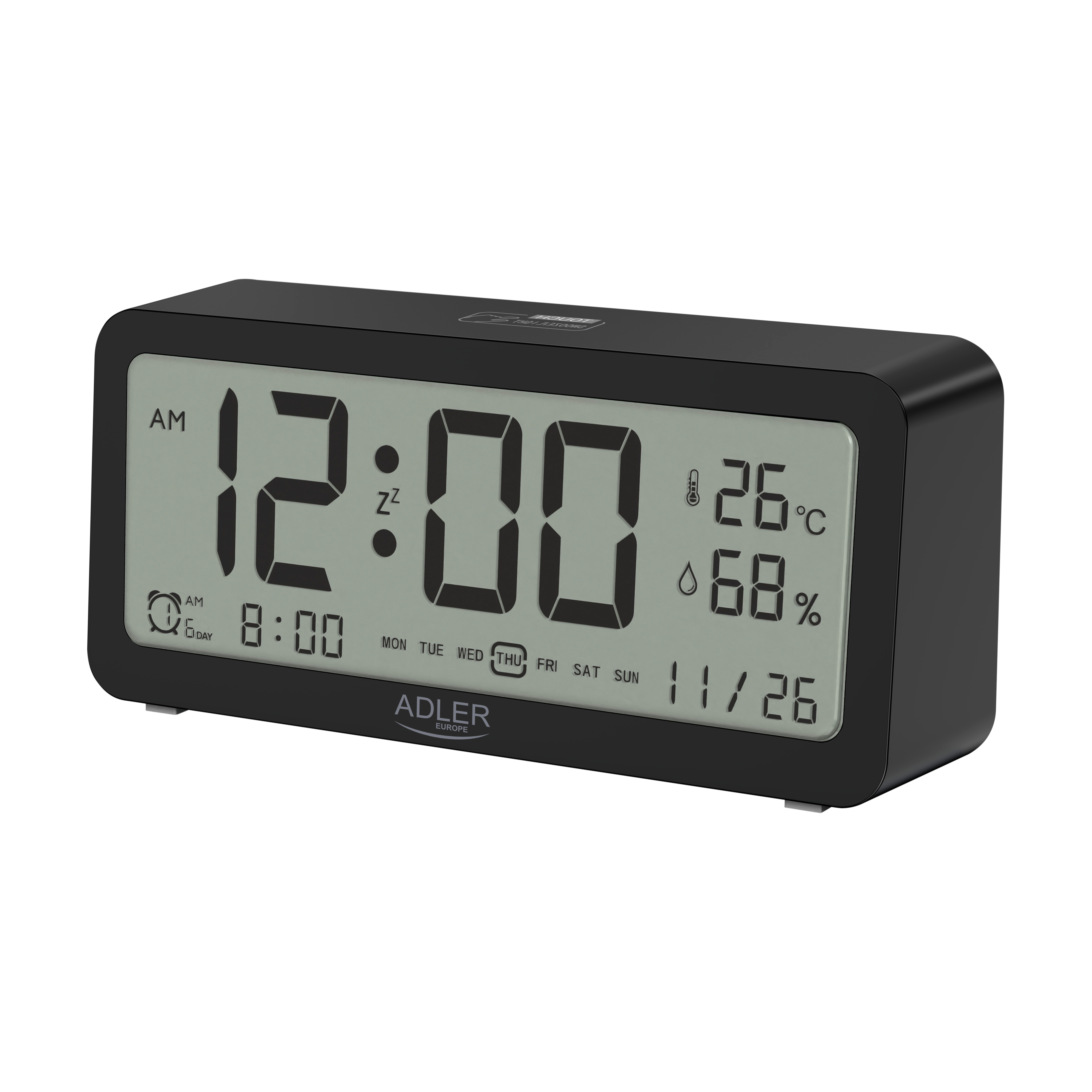 Adler - Alarm Clock - AD 1195b - Alarm function - Black