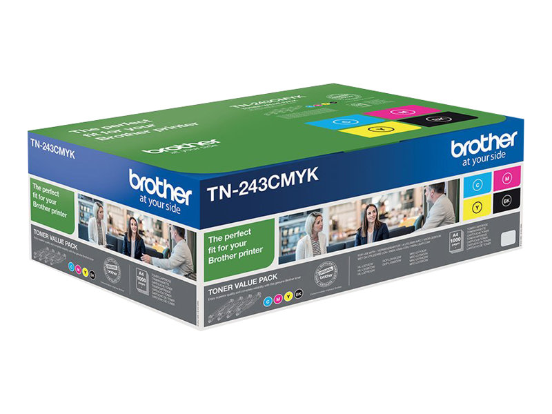 Brother TN-243CMYK, Toner Value Pack - Brother TN243CMYK - Brother TN243CMYK Value Pack - 4-pack - black, yellow, cyan, magenta - original - toner cartridge - Toner cartridge - Black, yellow, cyan, magenta