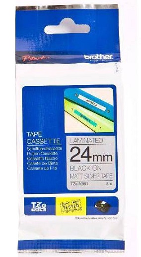 BROTHER TZEM951 black/silver 12mm 8m