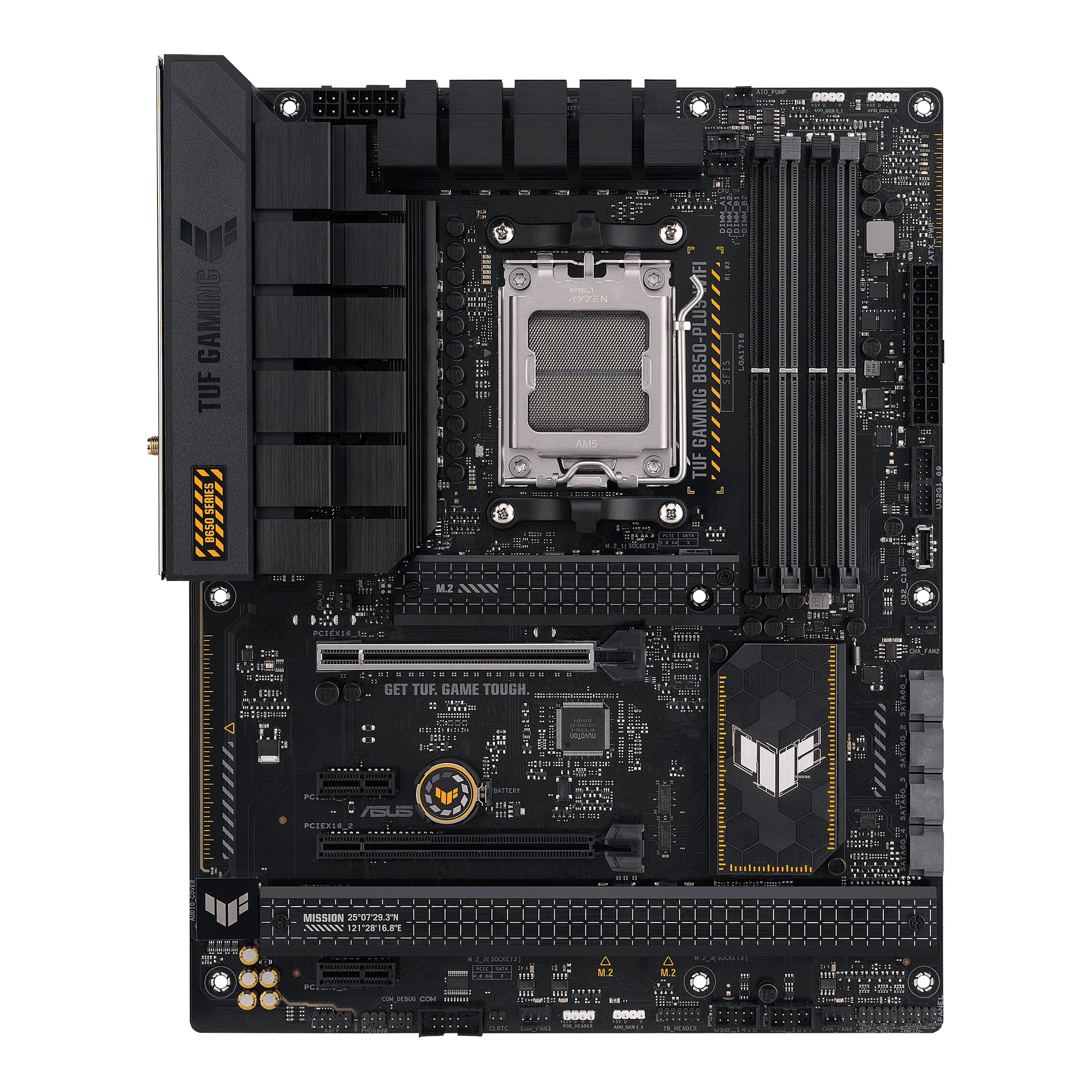 Asus - TUF GAMING B650-PLUS WIFI - Processor family AMD - Processor socket  AM5 - DDR5 DIMM - Memory slots 4 - Supported hard disk drive interfaces 	SATA, M.2 - Number of SATA connectors 4 - Chipset  AMD B650 - ATX